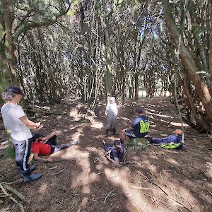 Jesse Bythell sharing facts about the Tōtara Forest.