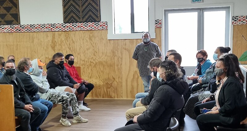 Matu Coleman overseeing the proceedings of the pōwhiri.